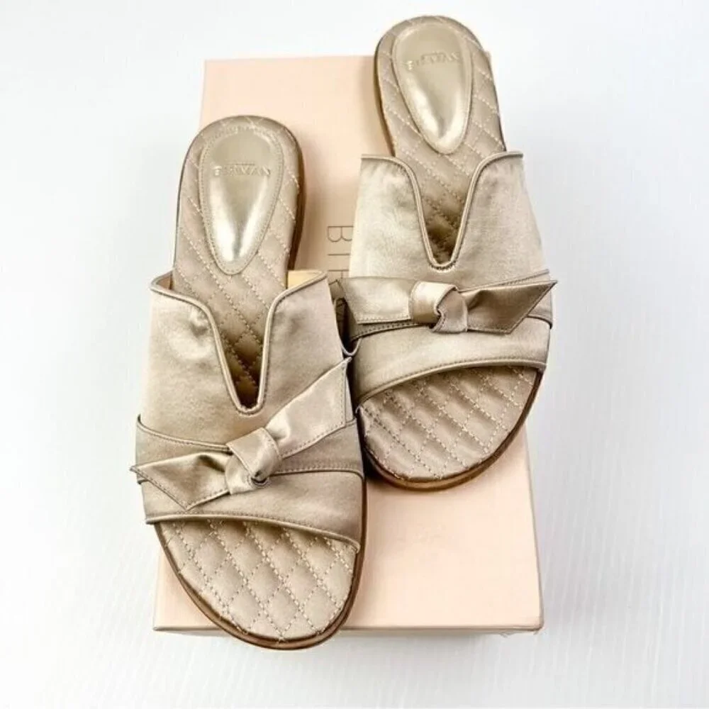 ALEXANDRE BIRMAN womens size 8.5 Clarita bow-embellished satin slides
